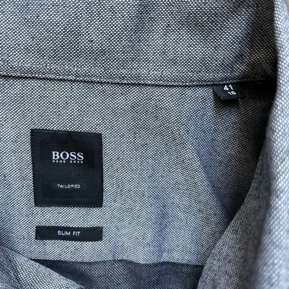 BOSS Tailored Egyptian Cotton Grey Shirt - Picture 3 of 7